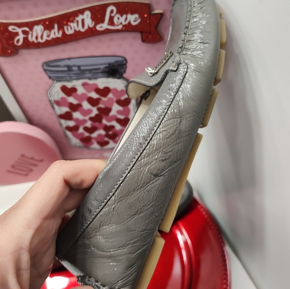 🥰 EUC Gucci Patent Leather Driving Moccasin Dress Loafers, Steel Grey, 38/7 - Picture 8 of 16